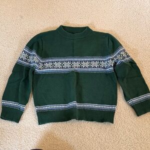 Rachel Riley Classic Green Fair Isle Crewneck Sweater